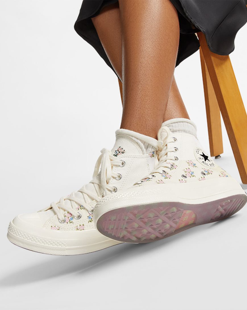 Tenisky Vysoke Converse Chuck 70 Patchwork Floral Damske Béžové Biele | SK E11BIF6